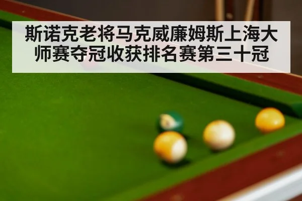 斯诺克老将马克威廉姆斯上海大师赛夺冠收获排名赛第三十冠